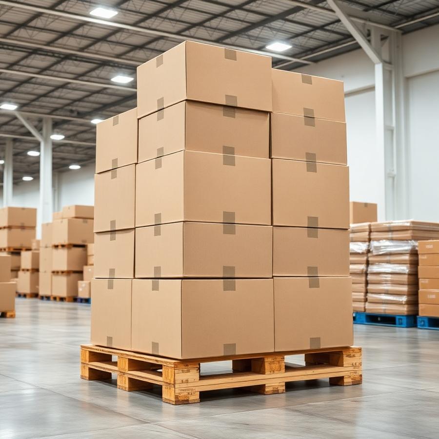 Wholesale cartons of aluminium foil on a pallet